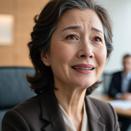 中年女性头像，穿职业装，微笑表情，办公室背景，专业商务风格